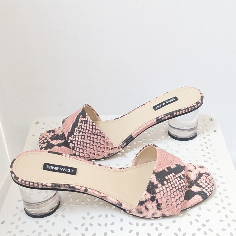 Nine west pink snakeskin sandals